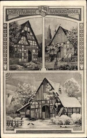 Künstler Ansichtskarte / Postkarte Rühland, R., Westfälische Bauernhäuser