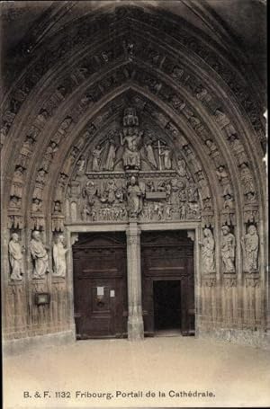 Imagen del vendedor de Ansichtskarte / Postkarte Fribourg Freiburg Stadt Schweiz, Portail de la Cathedrale a la venta por akpool.de - akpool GmbH