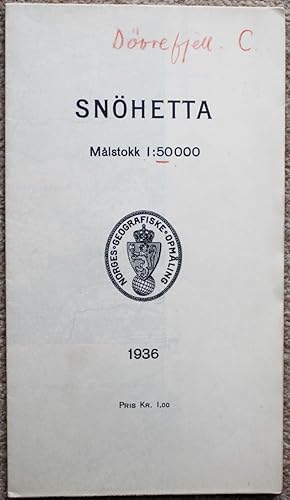 Image du vendeur pour Map of Snohetta (Dovrefjell, Norway). mis en vente par Dendera