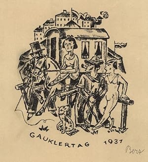 Original-Lithographie "Gauklertag 1931". Im Stein signiert, unterhalb der Darstellung rechts sign...