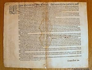 Basel 1634: Dekret / Verordnung, Wein und Weinhandel betreffend.