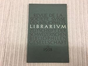 Bild des Verkufers fr Librarium. Revue de la Socit Suisse des Bibliophiles / Zeitschrift der Schweizerischen Bibliophilen Gesellschaft. II, 1958 zum Verkauf von Genossenschaft Poete-Nscht