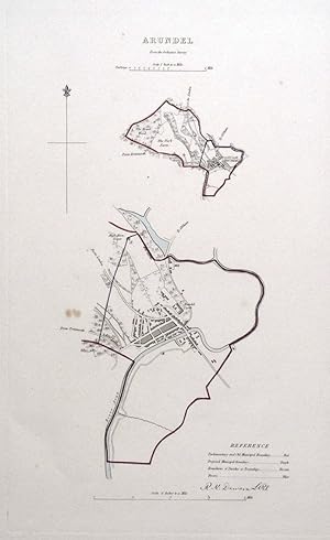 Antique Map ARUNDEL, SUSSEX, ENGLAND Street Plan Dawson Original map 1832