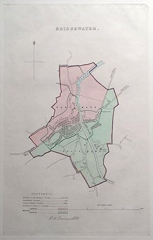 Antique Map BRIDGWATER, SOMERSET, ENGLAND, Street Plan, Dawson Original 1832