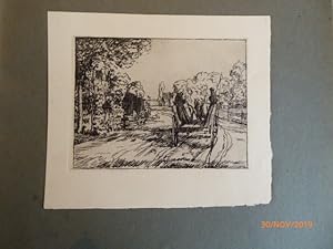 Wagen auf der Dorfstrasse. Radierung. + Zugaben. Bildgröße ca. 15 x 11,5 cm. (= Kunstbeilage auss...