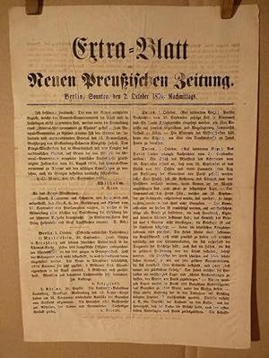 Extra-Blatt der Neuen Preußischen [Preussischen] Zeitung [genannt: Kreuz-Zeitung], Berlin, Sonnta...