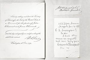Collection of documents signed by President Grant and eight members of his presidential administr...