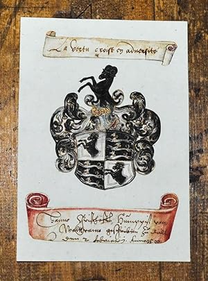 Aquarellierte Wappenmalerei auf Stammbuchblatt.