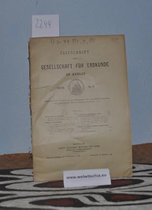 Seller image for Zeitschrift der Gesellschaft fr Erdkunde zu Berlin. No. 8, 1906 / Kstenstudien und Reiseeindrcke aus Algerien. for sale by Antiquariat Welwitschia Dr. Andreas Eckl