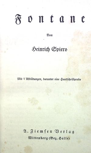 Bild des Verkufers fr Fontane. Geisteshelden, Fhrende Geister, 75. Band zum Verkauf von books4less (Versandantiquariat Petra Gros GmbH & Co. KG)