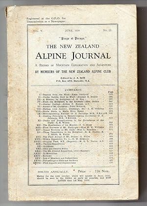 Bild des Verkufers fr The New Zealand Alpine Journal - June, 1934 - Vol. V, No. 21. A Record of Mountain Exploration and Adventure By Members of the New Zealand Alpine Club zum Verkauf von Renaissance Books, ANZAAB / ILAB