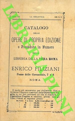 Catalogo di opere di propria edizione o possedute in numero dalla Libreria della Vera Roma di Enr...
