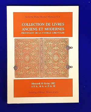 Immagine del venditore per Collection de livres anciens et modernes provenant de la famille Greffulhe et de divers amateurs. [ Sotheby Parke Bernet Monaco S.A., auction catalogue, sale date: 10 February, 1982. ]. venduto da Wykeham Books