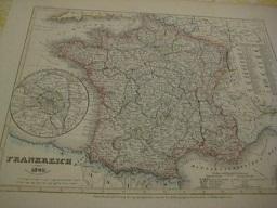Orig. Landkarte "Frankreich 1849"