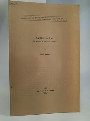 Imagen del vendedor de Joachim von Watt - De poetica et carminis ratione Sonderabdruc, Jahrgang 1949, Nr. 16 a la venta por ANTIQUARIAT Franke BRUDDENBOOKS