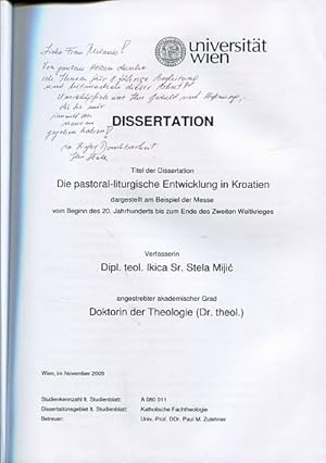 Die pastoral-Liturgische Entwicklung in Kroatien dargestellt am Beispiel der Messe vom Beginn des...