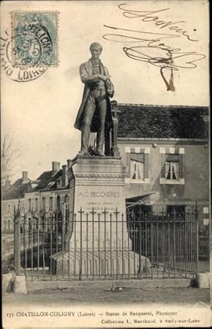 Image du vendeur pour Ansichtskarte / Postkarte Chtillon Coligny Loiret, Statue de Becquerel, Physicien mis en vente par akpool GmbH