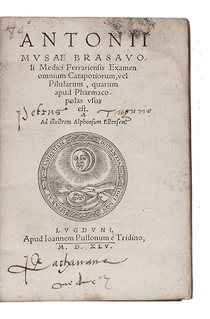 Examen omnium catapotiorum, vel pilularum, quarum apud pharmacopolas usus est.Lyon, Jean Pullon, ...