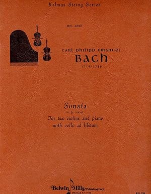 Sonata in G Major for Two Violins and Piano - with Cello ad Libitum PIANO FULL SCORE and THREE PA...
