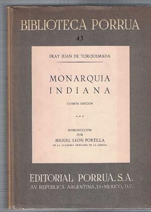 Monarquía indiana. Tomo III. Introducción por Miguel León Portilla.