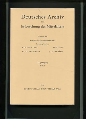 Image du vendeur pour Deutsches Archiv fr Erforschung des Mittelalters - 72 Jahrgang Heft 1. Namens der Monumenta Germaniae Historica. mis en vente par Antiquariat Buchseite