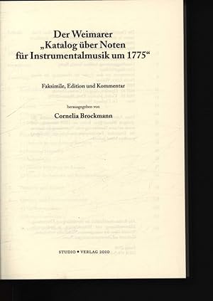 Seller image for Der Weimarer "Katalog ber Noten fr Instrumentalmusik um 1775" Faksimile, Edition und Kommentar,5 for sale by Antiquariat Bookfarm