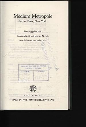 Bild des Verkufers fr Medium Metropole Berlin, Paris, New York,68 zum Verkauf von Antiquariat Bookfarm