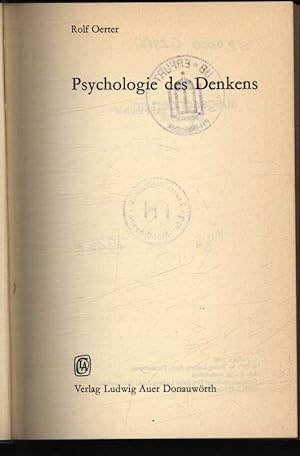 Bild des Verkufers fr Psychologie des Denkens , zum Verkauf von Antiquariat Bookfarm
