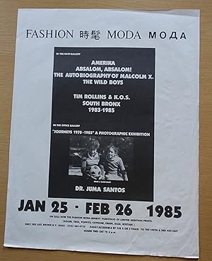 Bild des Verkufers fr Tim Rollins & K.O.S. "Amerika Absalom, Absalom! Autobiography of Malcolm X. The Wild Boys. Tim Rollins & K.O.S. South Bronx 1983-1985." Plakat zum Verkauf von Paule Leon Bisson-Millet