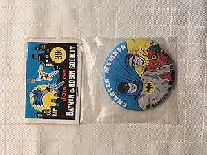 Batman and Robin Society: Charter Member Vintage 1966 3 1/2 inch Button/Pin [STILL IN ORIGINAL SH...