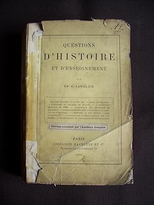 Imagen del vendedor de Questions d'histoire et d'enseignement a la venta por Librairie Ancienne Zalc