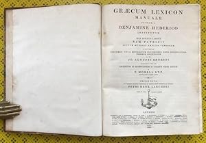 Image du vendeur pour Graecum Lexicon Manuale, primum a Benjamine Hederico institutum. mis en vente par Unsworth's Antiquarian Booksellers, ILAB, ABA, PBFA.