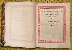 Bild des Verkufers fr Satirae decem et sex [.] Satirae sex. zum Verkauf von Unsworth's Antiquarian Booksellers, ILAB, ABA, PBFA.