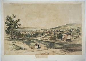 'Hobart Town from The New Town Road', Scarce color lithograph from 'Tasmania Illustrated'