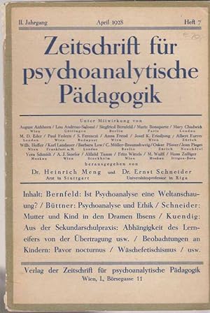 Seller image for Heft 7. April 1928. Zeitschrift fr psychoanalytische Pdagogik. II. Jahrgang. for sale by Fundus-Online GbR Borkert Schwarz Zerfa