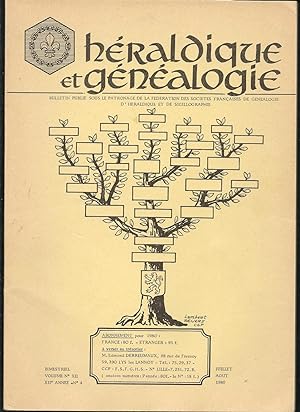 Revue Héraldique et généalogie N°4 juill-août 1980. (Le sommaire est en photo 2)