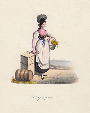 Bild des Verkufers fr Bregenzerin, dargestellt ist eine junge Frau mit Gepck. zum Verkauf von Antiquariat Clemens Paulusch GmbH