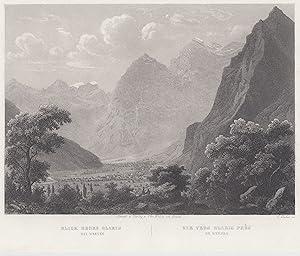 Bild des Verkufers fr Fernsicht, "Blick gegen Glarus bei Weesen.". zum Verkauf von Antiquariat Clemens Paulusch GmbH