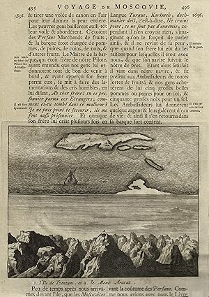 Bild des Verkufers fr Ansicht der Insel Tzenzeni und des Ararat, "1. l'Ile de Tzenzeni, et 2. le Mont Ararat.". zum Verkauf von Antiquariat Clemens Paulusch GmbH