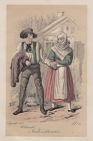 Holzknecht und Frau in Tracht, "Niederöstreicher".