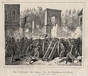 Bild des Verkufers fr Teilansicht, Rotundenbrcke, "Das Vordringen der Croaten bei der Sofienbrcke in Erdberg am 28. October 1848.". zum Verkauf von Antiquariat Clemens Paulusch GmbH