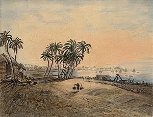 Bild des Verkufers fr Gesamansicht ber die Bucht aus der Ferne, "Ceylon". zum Verkauf von Antiquariat Clemens Paulusch GmbH