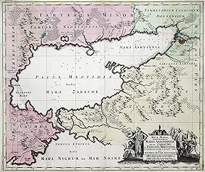 Kupferstich- Karte, bei M. Seutter. "Nova mappa Geographica Maris Assoviensis vel de Zabache et P...