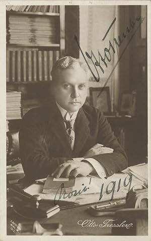 Postcard photograph with autograph signature of the German film actor dated 1919. Addressed to Wa...