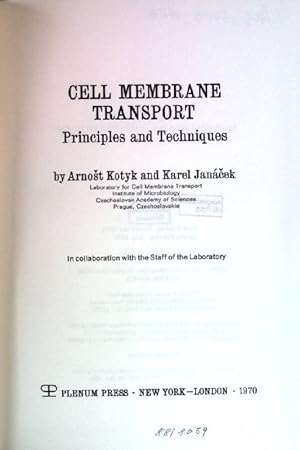 Bild des Verkufers fr Cell Membrane Transport: Principles and Techniques zum Verkauf von books4less (Versandantiquariat Petra Gros GmbH & Co. KG)