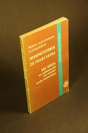 Immagine del venditore per Interpretationen zu Franz Kafka: Das Urteil. Die Verwandlung. Ein Landarzt. Kleine Prosastcke. venduto da Steven Wolfe Books