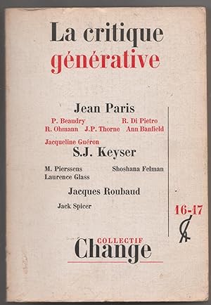 Image du vendeur pour La critique gnrative - Collectif Change 16-17 mis en vente par Biblioteca de Babel