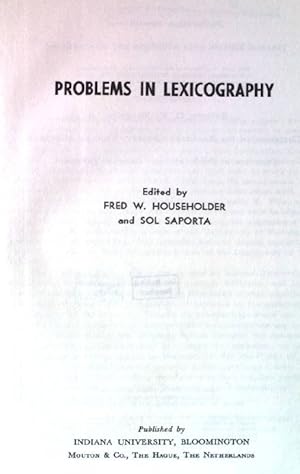 Seller image for Problems in lexicography. International journal of American linguistics, volume 28, no. 2. for sale by books4less (Versandantiquariat Petra Gros GmbH & Co. KG)