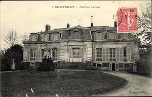Ansichtskarte / Postkarte Chatenay Hauts-de-Seine, Pavillon Colbert, vue de face, statue, pelouse