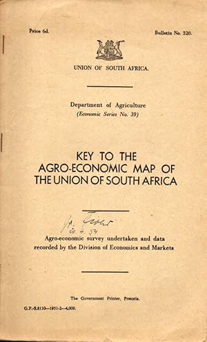 Image du vendeur pour Key to the Agro-Economic Map of the Union of South Africa mis en vente par Clivia Mueller